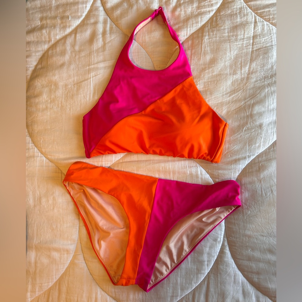 Victoria’s Secret Swim neon halter bikini set